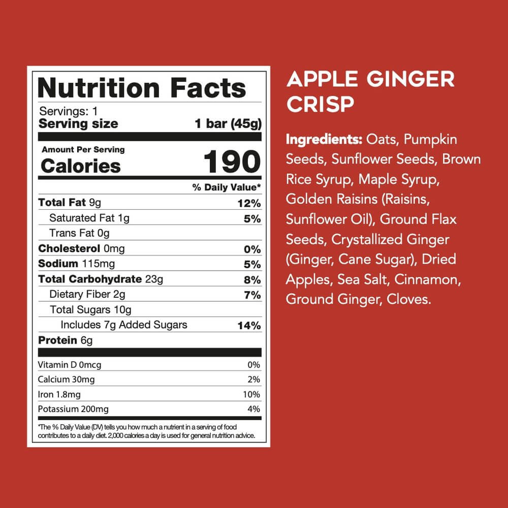 Apple Ginger Crisp Seed + Oat Bars (9 Bars)