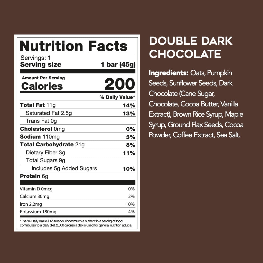 Double Dark Chocolate Seed + Oat Bars (9 bars)