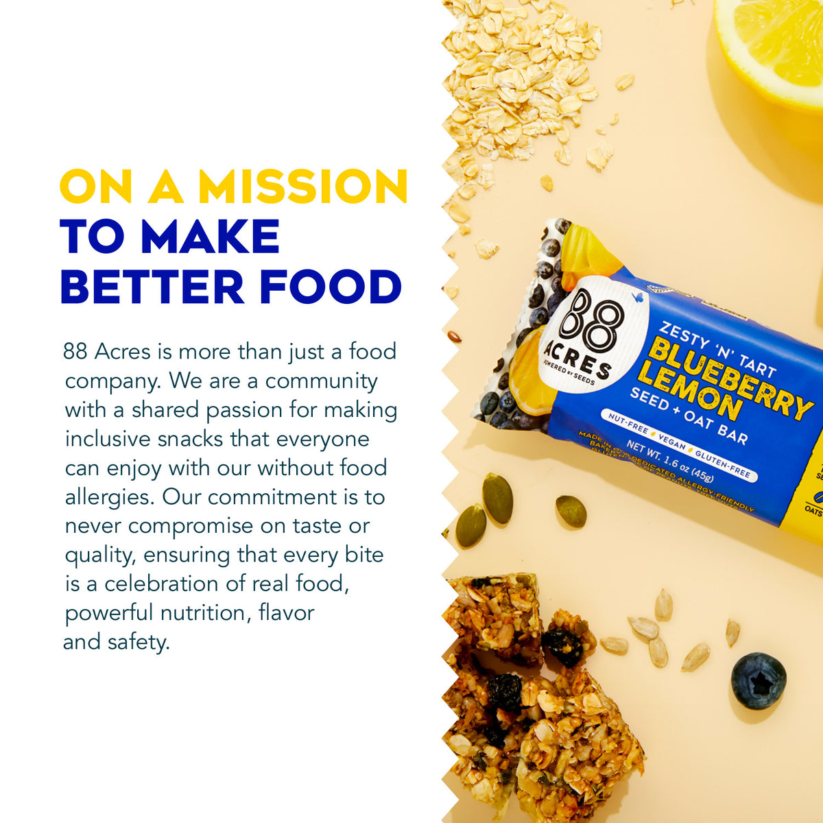 Blueberry Lemon Seed + Oat Bars (9 Bars)