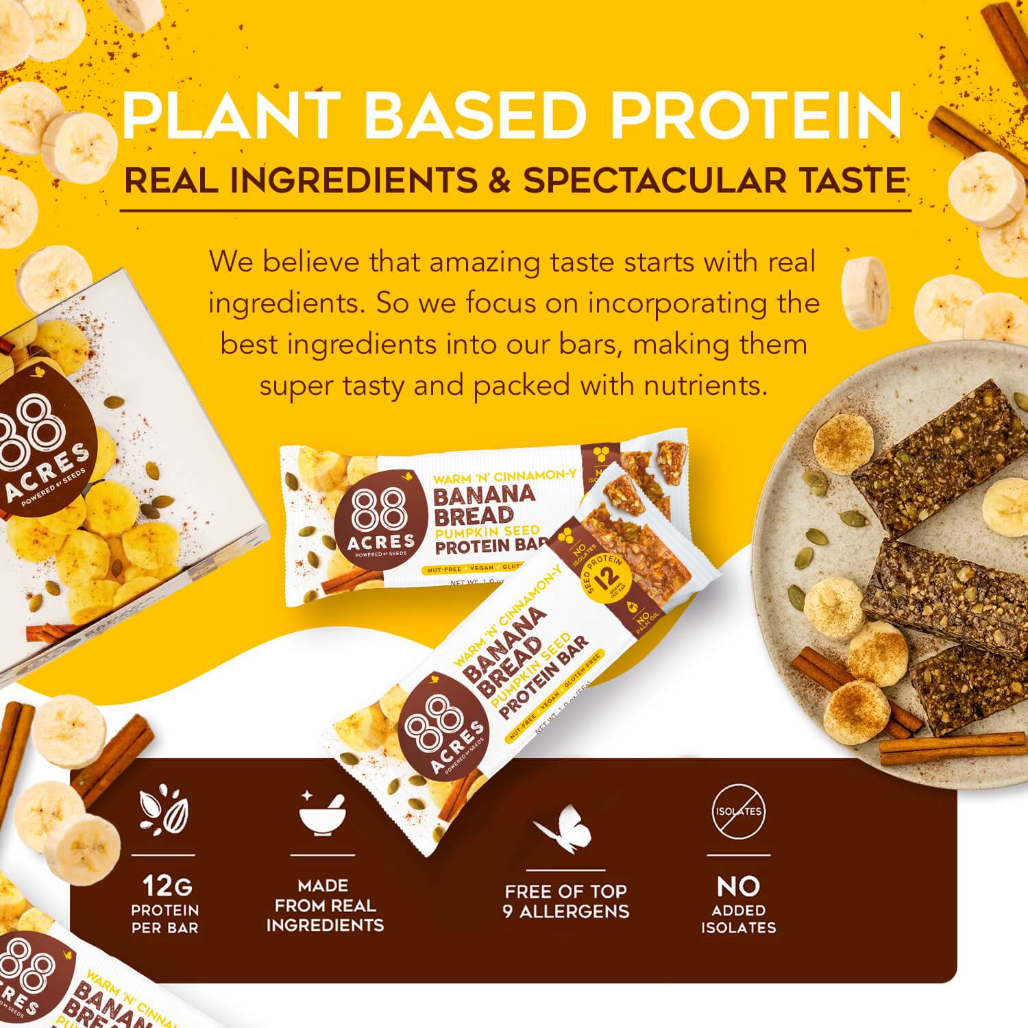 Banana Bread Protein Bars (9 Bars)