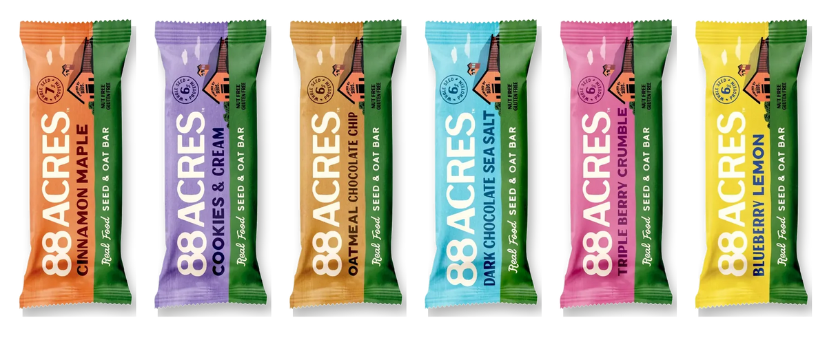 All six Seed + Oat Bar flavors side by side
