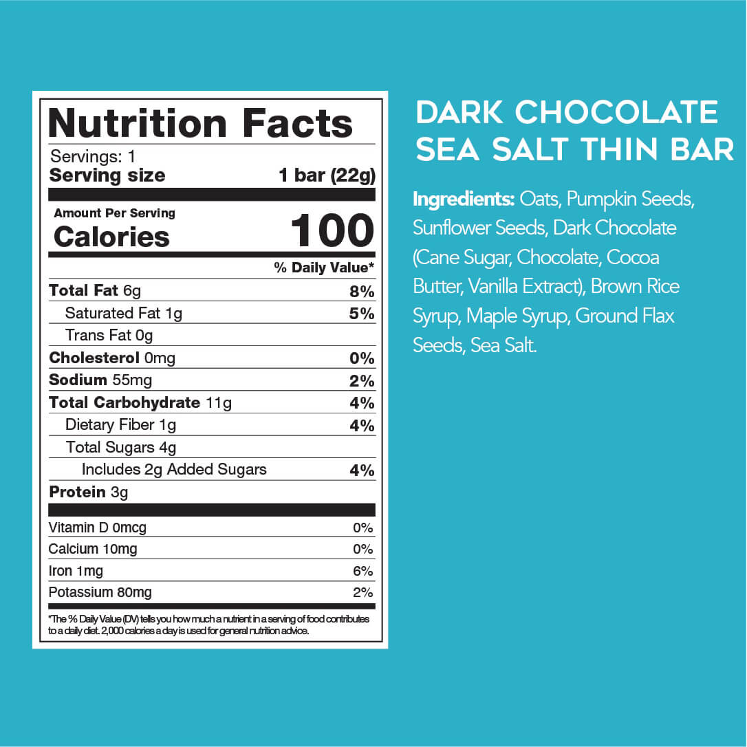 Dark Chocolate Sea Salt Seed + Oat Thin Bars (18 Bars)